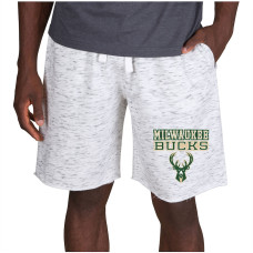 Milwaukee Bucks Concepts Sport Alley Fleece basketball Shorts - White/Charcoal