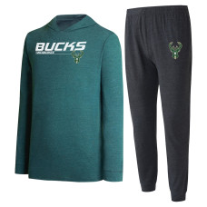 Milwaukee Bucks Concepts Sport Meter basketball Pullover Hoodie & Jogger Pants Set - Black/Hunter Green