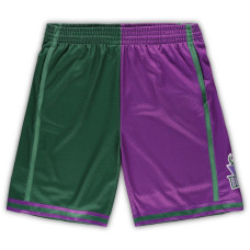 Milwaukee Bucks Mitchell & Ness Big & Tall Hardwood Classics Split Swingman basketball Shorts - Green/Purple