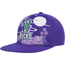 Milwaukee Bucks Mitchell & Ness Hardwood Classics Asian Heritage Scenic Snapback Hat - Purple