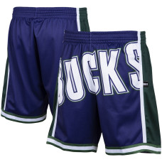 Milwaukee Bucks Mitchell & Ness Hardwood Classics Big Face 2.0 basketball Shorts - Purple