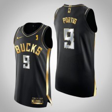 Bucks Bobby Portis Men's 2021 NBA Finals Champions Authentic Jersey Golden Edition Black