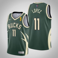 Bucks Brook Lopez 2021 NBA Finals Champions Earned Jersey Green