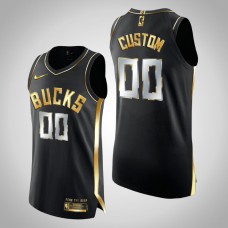 Men Milwaukee Bucks Custom #00 Golden Edition Authentic Limited Black Jersey