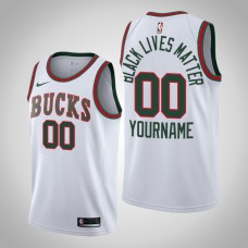 Milwaukee Bucks #00 Custom White Social Justice Classic Jersey