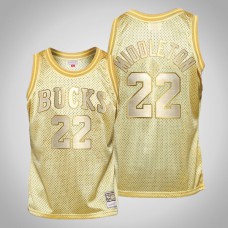 Milwaukee Bucks #22 Khris Middleton Midas SM Limited Edition Gold Jersey