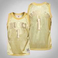 Milwaukee Bucks #1 Oscar Robertson Midas SM Limited Edition Gold Jersey