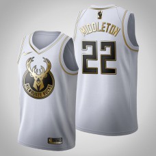 Milwaukee Bucks Khris Middleton #22 Golden Edition White Jersey