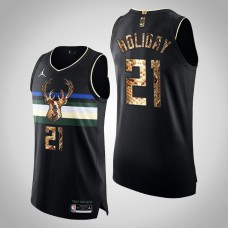 Milwaukee Bucks Jrue Holiday Authentic Python Skin 2021 Exclusive Edition Jersey Black