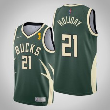Bucks Jrue Holiday 2021 NBA Finals Champions Earned Jersey Green