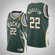 Bucks Khris Middleton 2021 NBA Finals Champions Earned Jersey Green