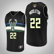 Bucks Khris Middleton Men's 2021 NBA Finals Statement Edition Jersey Black