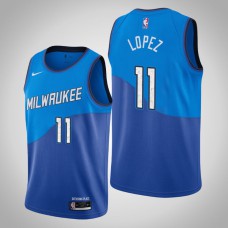 2020-21 Milwaukee Bucks Brook Lopez #11 Blue City Jersey