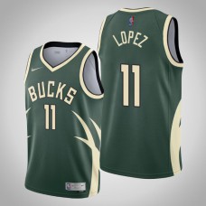 2020-21 Milwaukee Bucks Brook Lopez #11 Green Earned Jersey