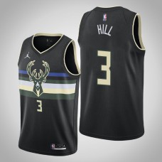 2020-21 Milwaukee Bucks George Hill #3 Statement Jordan Brand Black Jersey