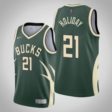 2020-21 Milwaukee Bucks Jrue Holiday #21 Green Earned Jersey