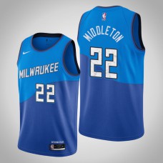 2020-21 Milwaukee Bucks Khris Middleton #22 Blue City Jersey