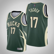 2020-21 Milwaukee Bucks P.J. Tucker #17 Hunter Green Earned Jersey