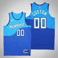 2020-21 Milwaukee Bucks Custom #00 Blue Authentic City Edition New Uniform Jersey