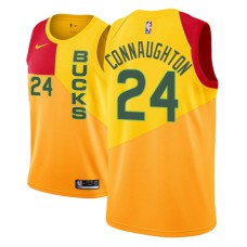 Men NBA 2018-19 Pat Connaughton Milwaukee Bucks #24 City Edition Yellow Jersey