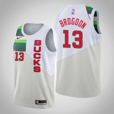 Men NBA 2018-19 Malcolm Brogdon Milwaukee Bucks #13 Earned Edition White Swingman Jersey
