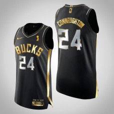 Bucks Pat Connaughton Men's 2021 NBA Finals Champions Authentic Jersey Golden Edition Black