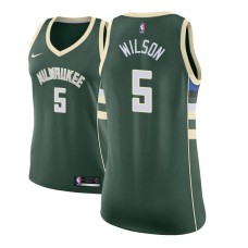 Women's 2017-18 Season D.J. Wilson Milwaukee Bucks #5 Icon Edition Green Swingman Jersey