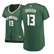Women's 2017-18 Malcolm Brogdon Milwaukee Bucks #13 Icon Edition Green Replica Jersey