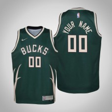 Youth Custom Milwaukee Bucks #00 Earned Green 2021 Season Jersey