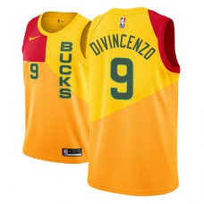 Youth NBA 2018-19 Donte DiVincenzo Milwaukee Bucks #9 City Edition Yellow Jersey